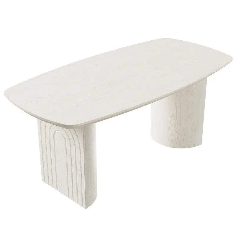 Ampio tavolo da pranzo per 6 persone – Legno ingegnerizzato, gambe a colonna curve, 180 cm L