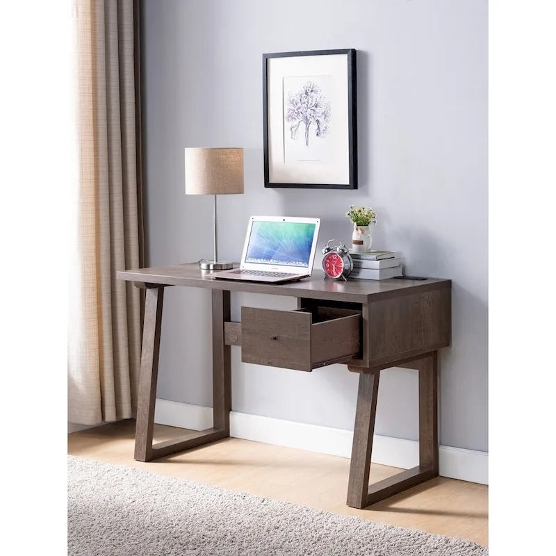 Scrivania in legno marrone stile Mid-Century con cassetto per Home Office