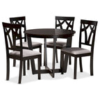 Set da pranzo Telma moderno e contemporaneo da 5 pezzi in legno - Grigio/Marrone scuro