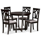 Set da pranzo Telma moderno e contemporaneo da 5 pezzi in legno - Grigio/Marrone scuro