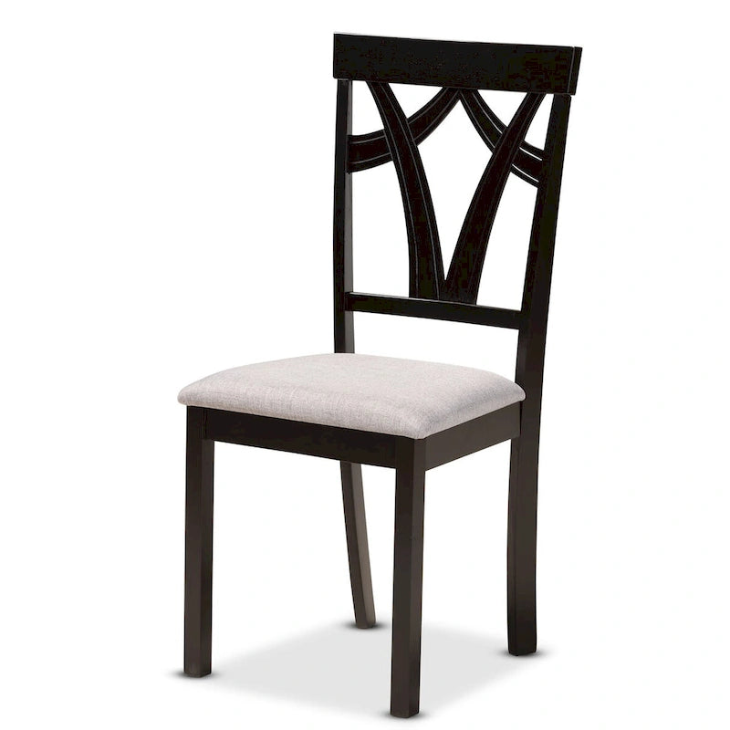 Set da pranzo Telma moderno e contemporaneo da 5 pezzi in legno - Grigio/Marrone scuro