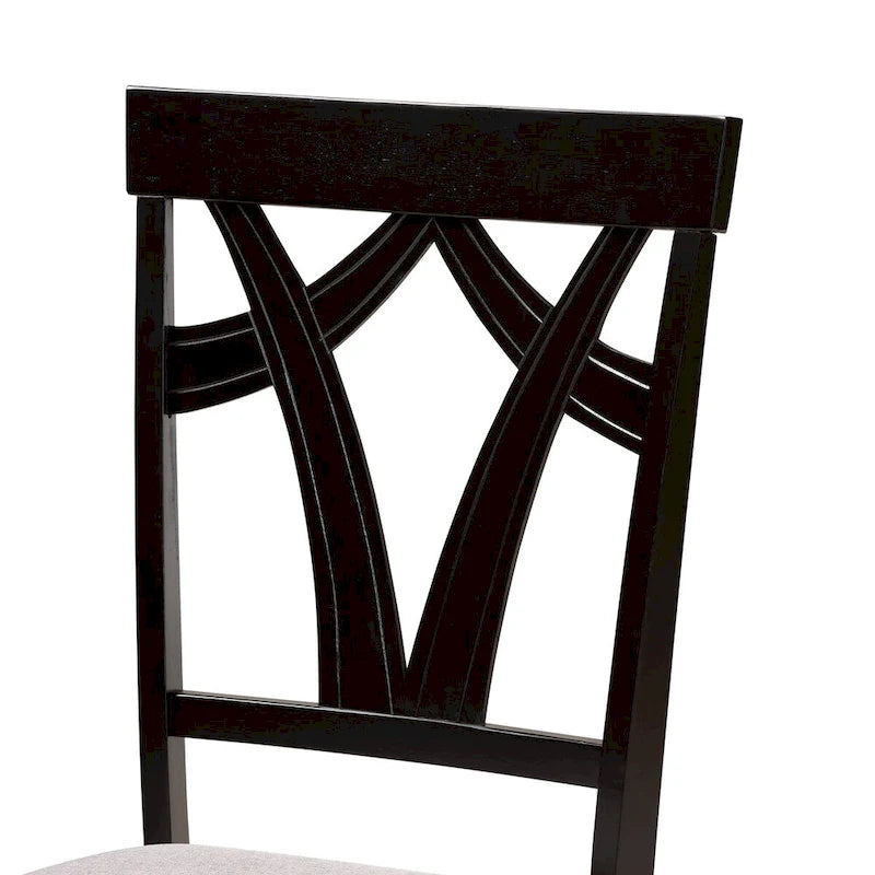 Set da pranzo Telma moderno e contemporaneo da 5 pezzi in legno - Grigio/Marrone scuro
