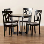 Set da pranzo Telma moderno e contemporaneo da 5 pezzi in legno - Grigio/Marrone scuro
