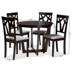 Set da pranzo Telma moderno e contemporaneo da 5 pezzi in legno - Grigio/Marrone scuro
