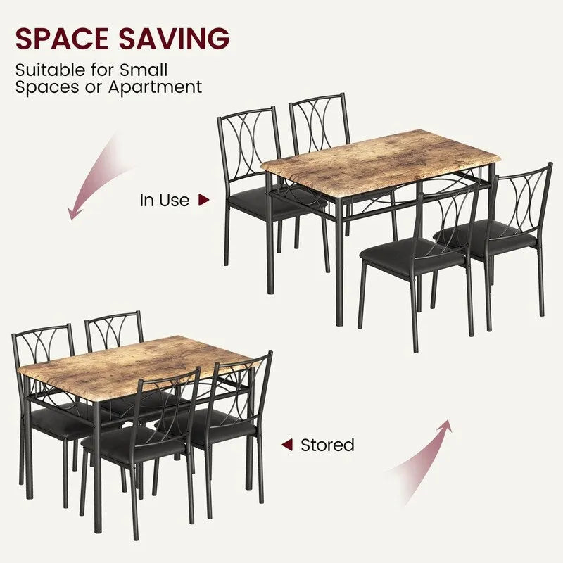 Set tavolo da pranzo per 4, tavolo da cucina con 2 panche imbottite