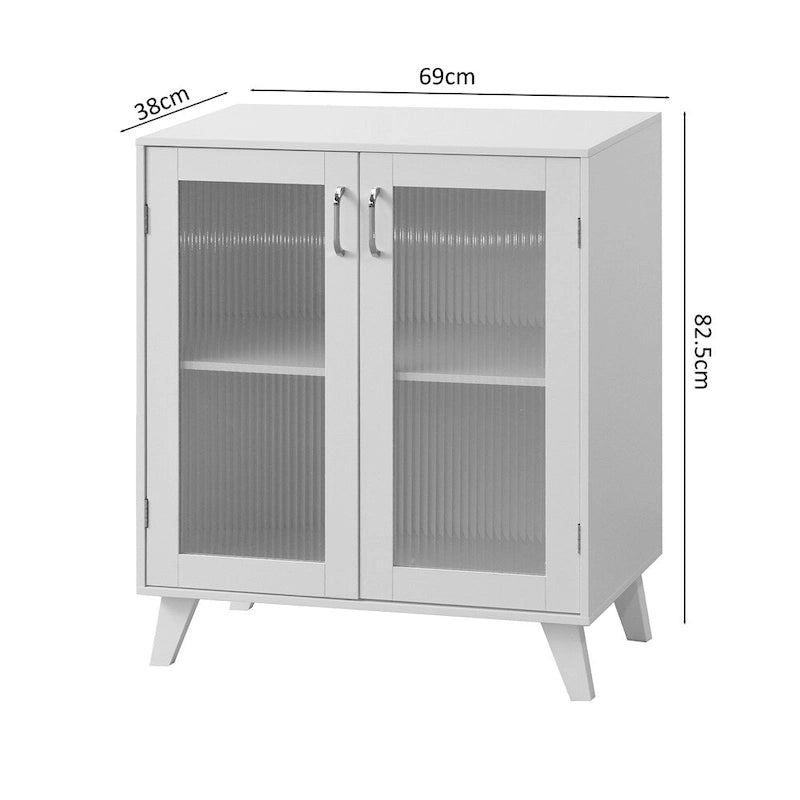 Mobile bagno moderno in legno con 2 ante in vetro e ripiano regolabile