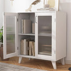 Mobile bagno moderno in legno con 2 ante in vetro e ripiano regolabile