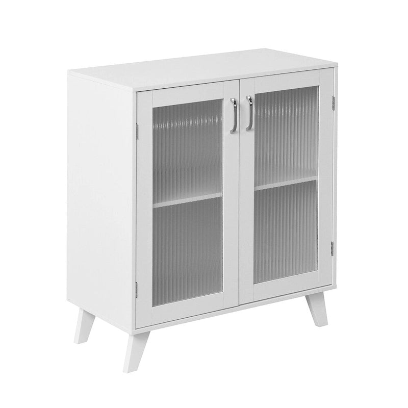 Mobile bagno moderno in legno con 2 ante in vetro e ripiano regolabile