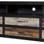Mobile TV in legno invecchiato stile retrò per TV fino a 65 pollici, console multimediale per centro di intrattenimento con 6 cassetti e 3 ripiani