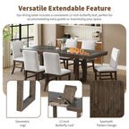 Set da pranzo allungabile da 7 pezzi, 183 cm, con prolunga a farfalla e 6 sedie