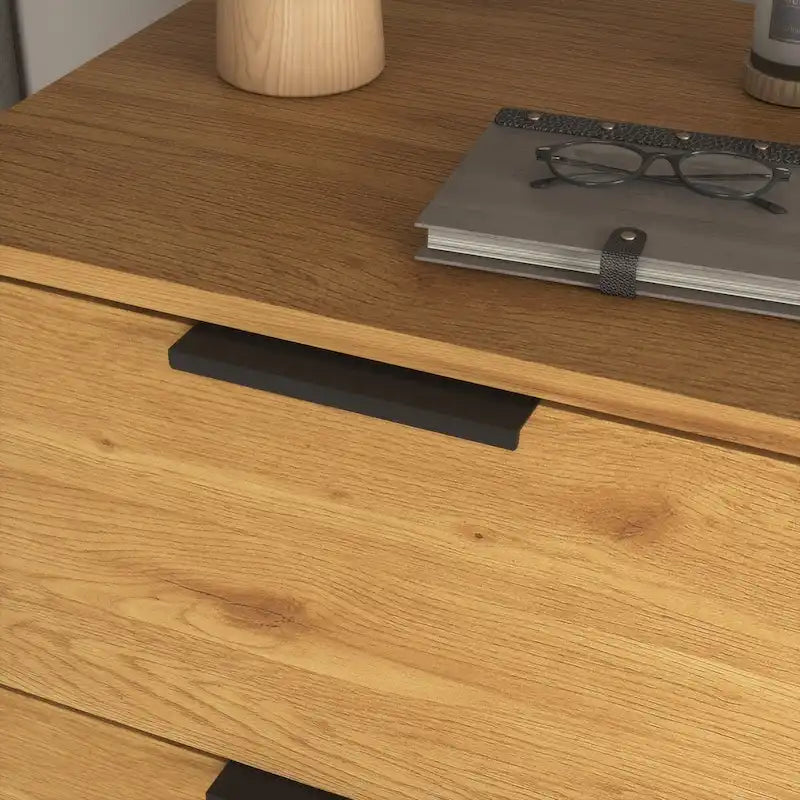 Credenza con 3 cassetti e ripiano regolabile, armadietto moderno con anta, mobile decorativo, colore legno naturale