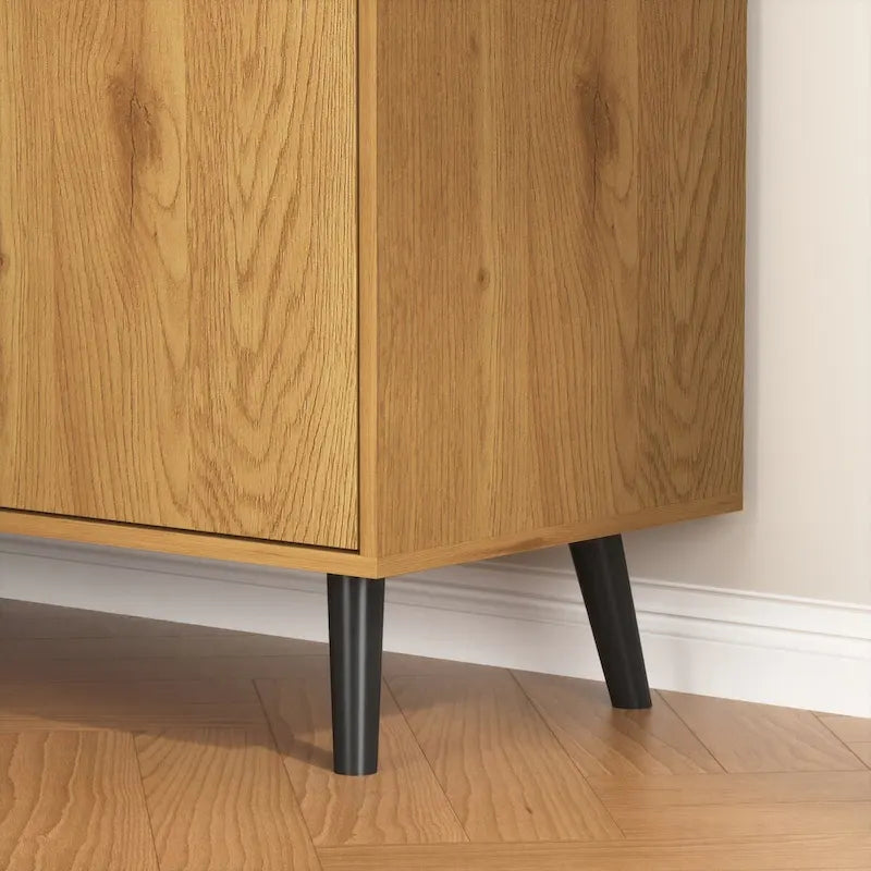 Credenza con 3 cassetti e ripiano regolabile, armadietto moderno con anta, mobile decorativo, colore legno naturale
