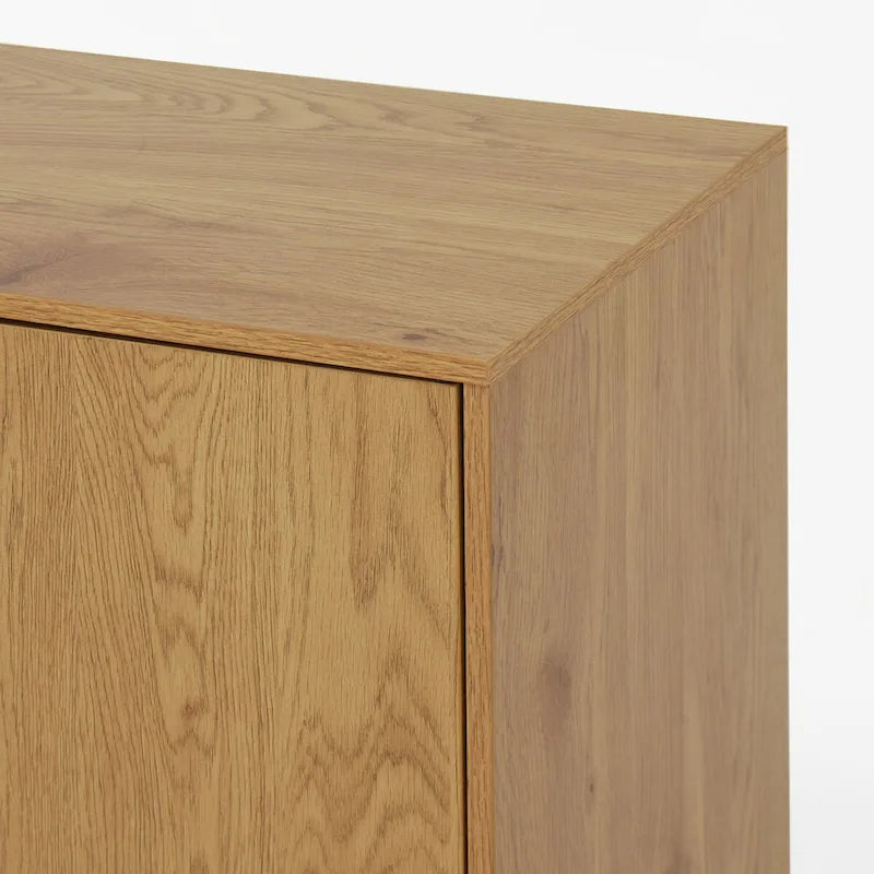 Credenza con 3 cassetti e ripiano regolabile, armadietto moderno con anta, mobile decorativo, colore legno naturale
