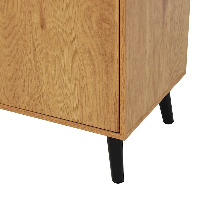 Credenza con 3 cassetti e ripiano regolabile, armadietto moderno con anta, mobile decorativo, colore legno naturale