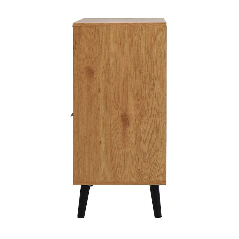 Credenza con 3 cassetti e ripiano regolabile, armadietto moderno con anta, mobile decorativo, colore legno naturale