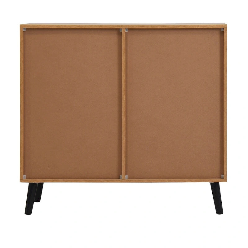 Credenza con 3 cassetti e ripiano regolabile, armadietto moderno con anta, mobile decorativo, colore legno naturale