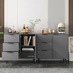 Credenza con 3 cassetti e ripiano regolabile, armadietto moderno con anta, mobile decorativo, colore legno naturale