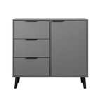 Credenza con 3 cassetti e ripiano regolabile, armadietto moderno con anta, mobile decorativo, colore legno naturale