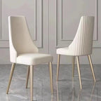 Sedia da pranzo con similpelle bianca e robuste gambe in metallo per soggiorno, sala da pranzo, sala di ricevimento (set da 2)