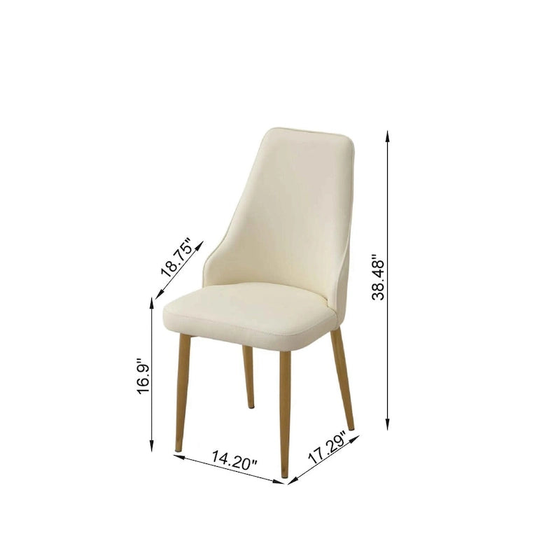Sedia da pranzo con similpelle bianca e robuste gambe in metallo per soggiorno, sala da pranzo, sala di ricevimento (set da 2)