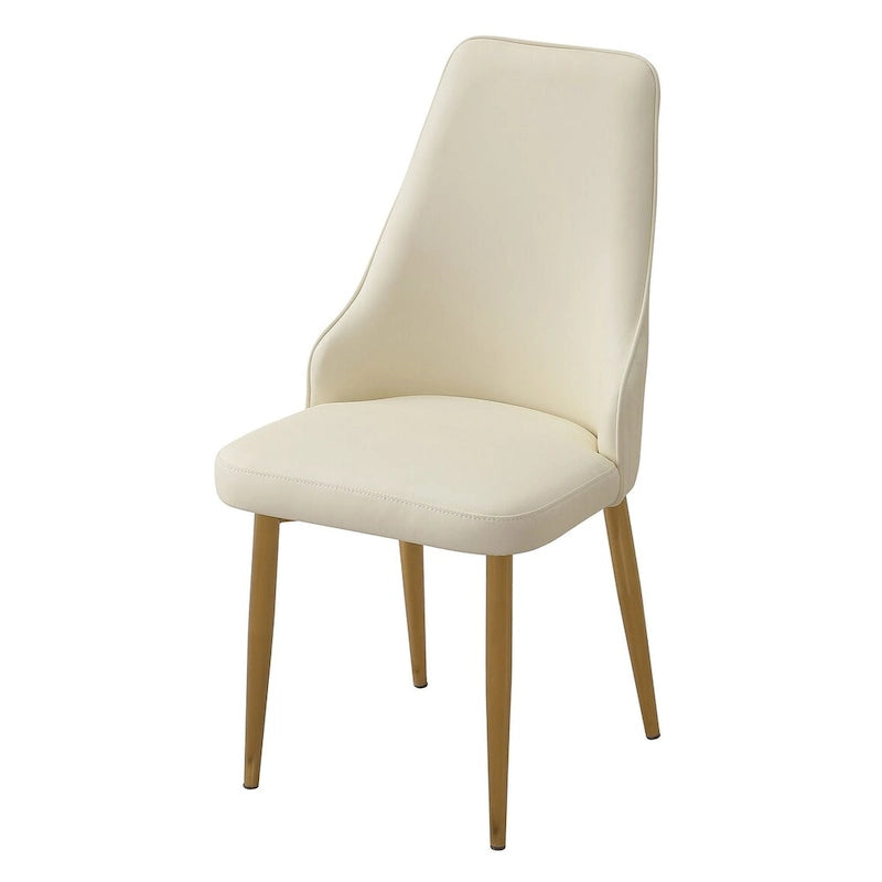 Sedia da pranzo con similpelle bianca e robuste gambe in metallo per soggiorno, sala da pranzo, sala di ricevimento (set da 2)